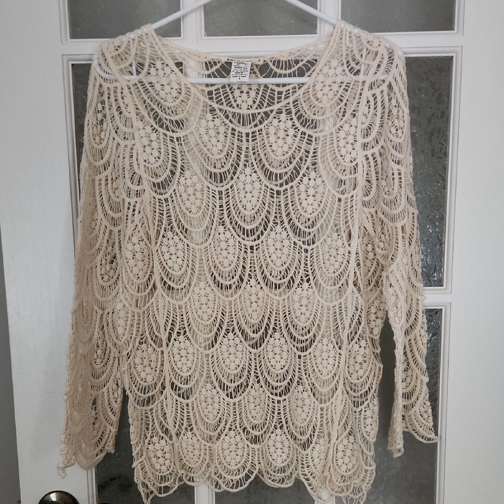 BREEZE EVER / Cream Crochet Lace Tunic